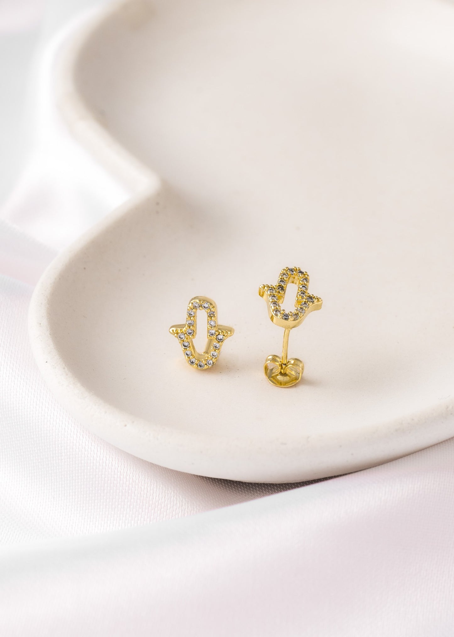 Aretes Mano Hamsa Circonias