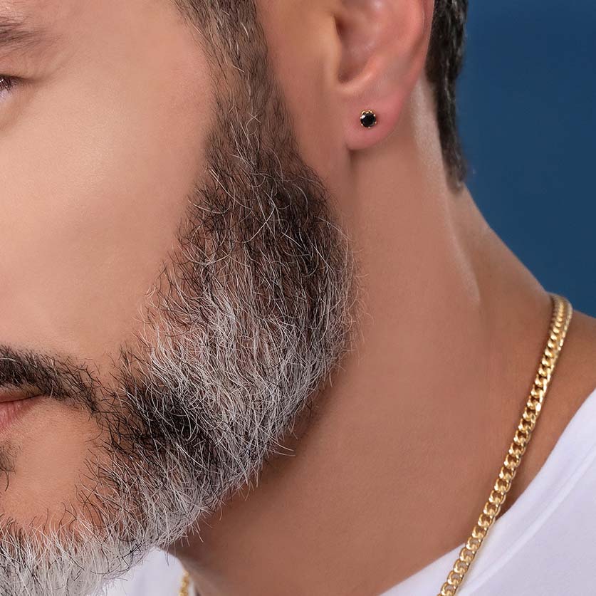 Aretes Topo Circon Redondo NEGRO