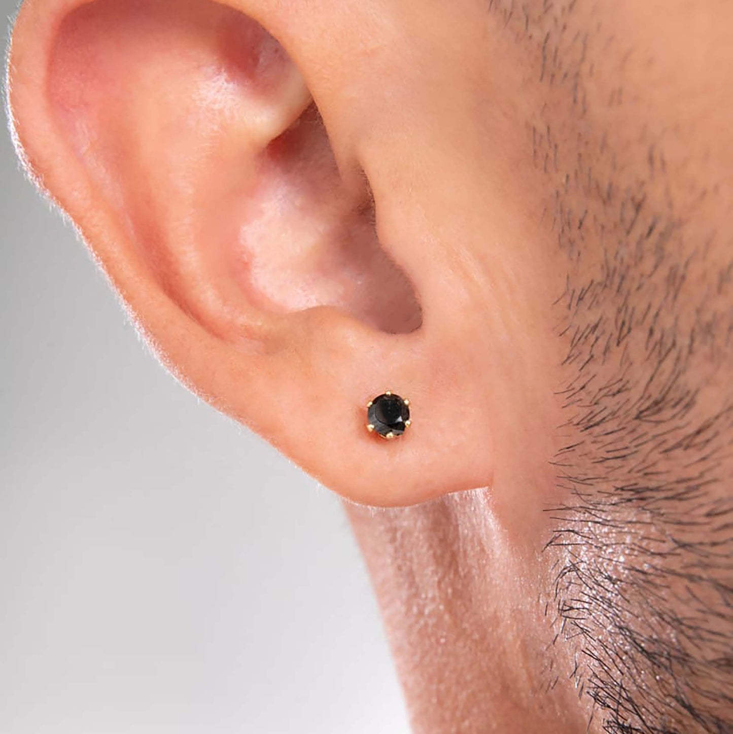Aretes Topo Circon Redondo NEGRO