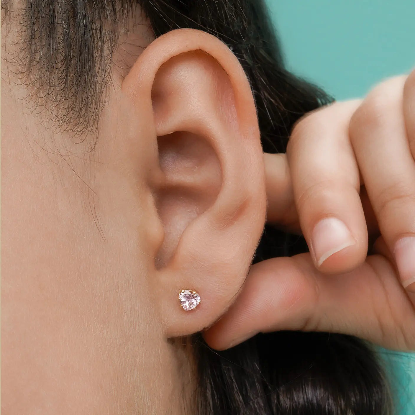 Aretes Topo Circonia Corazón ROSA
