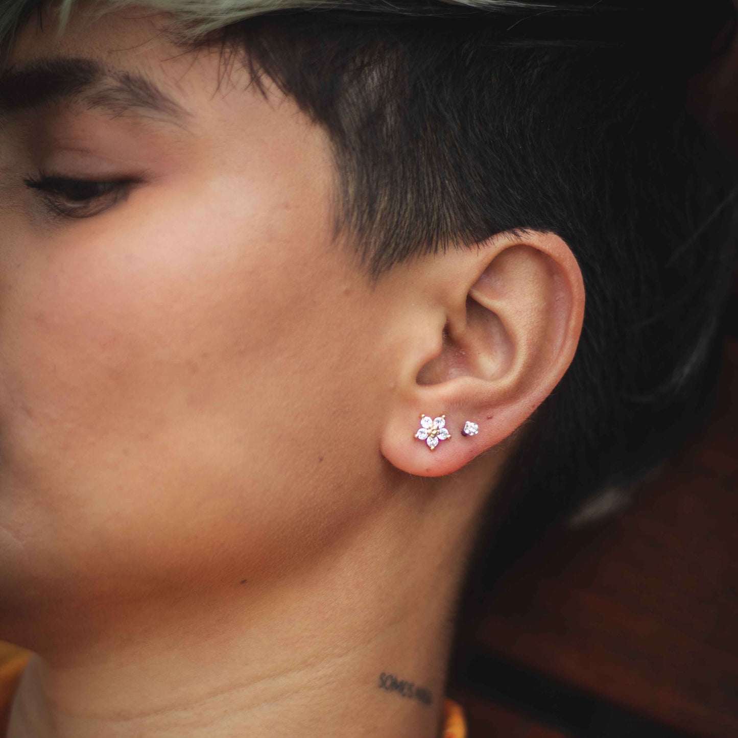 Aretes Flor 5 circonias