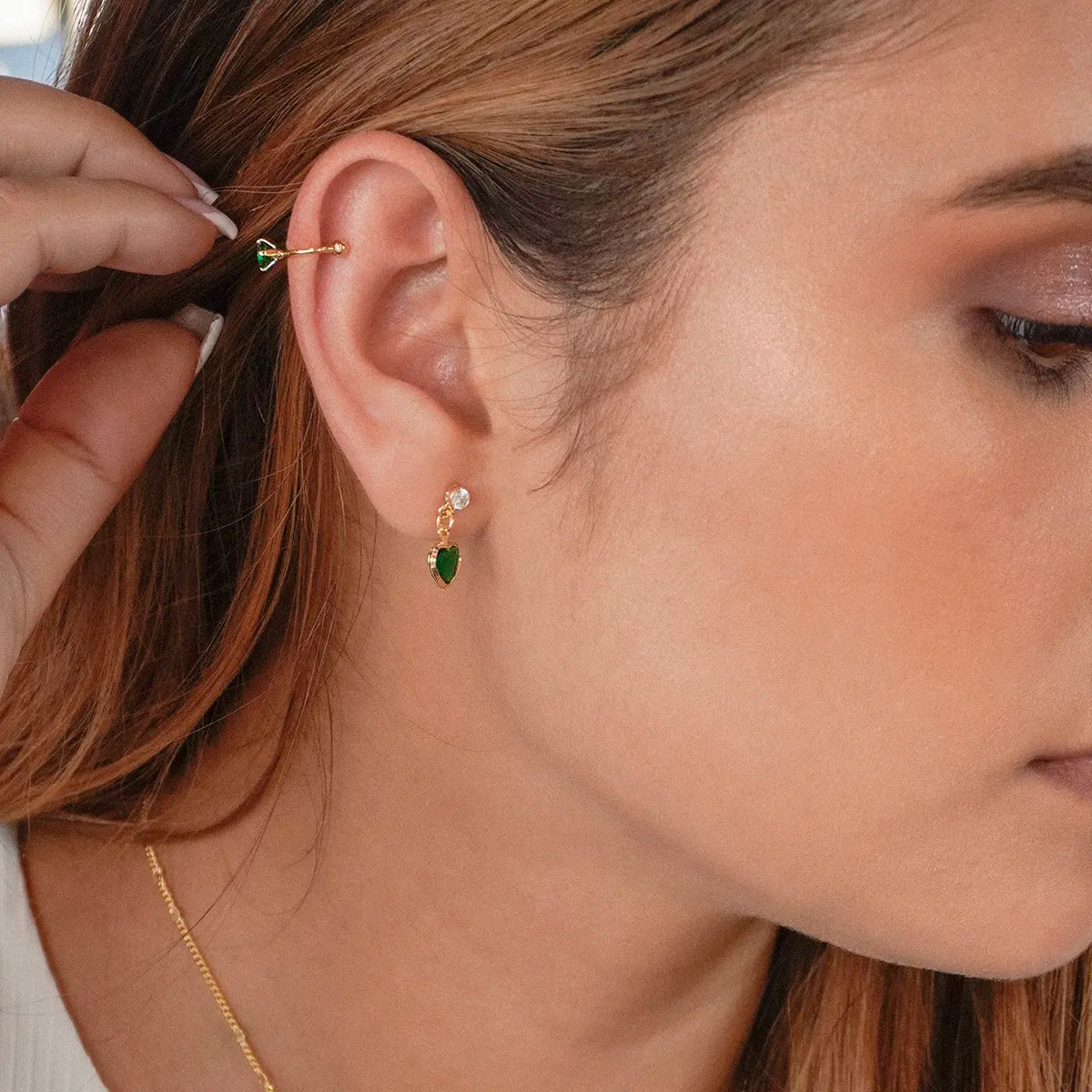 Aretes Pearcing fake 1.4cm VERDE
