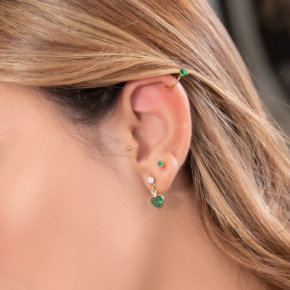 Aretes Pearcing fake 1.4cm VERDE