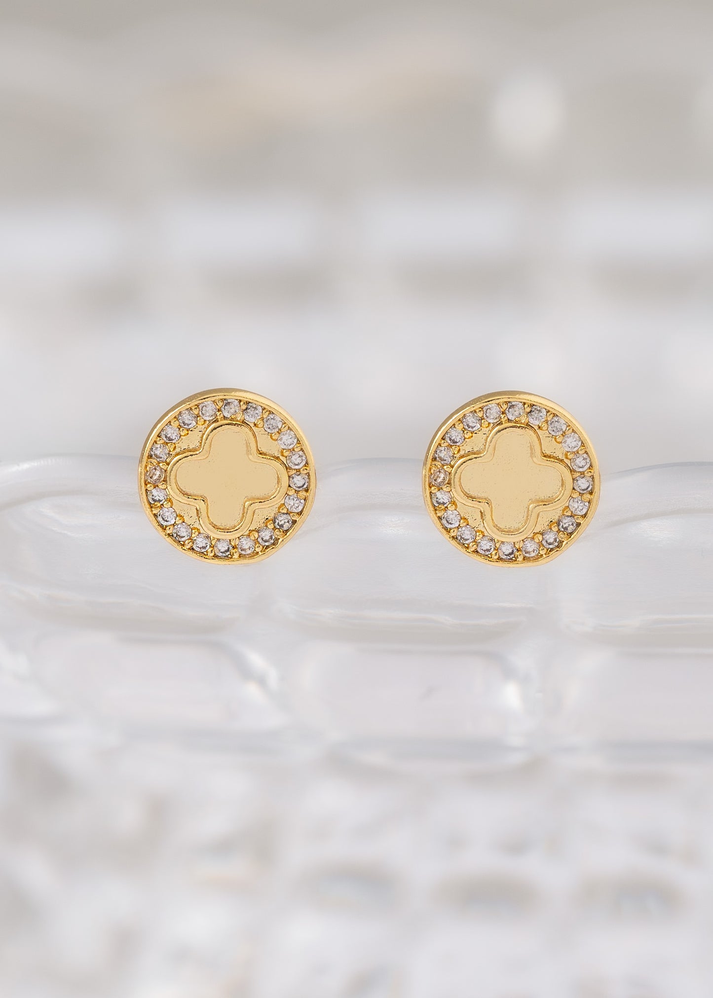 Aretes Clover Redondo Circonias 1 Cm