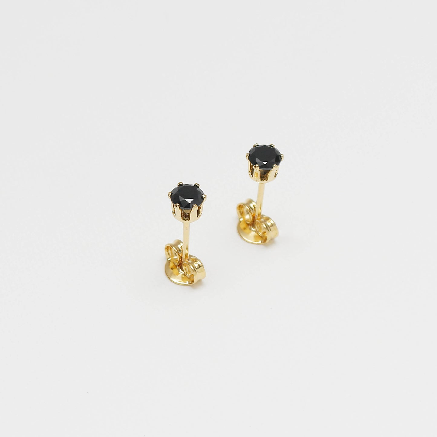 Aretes Topo Circon Redondo NEGRO