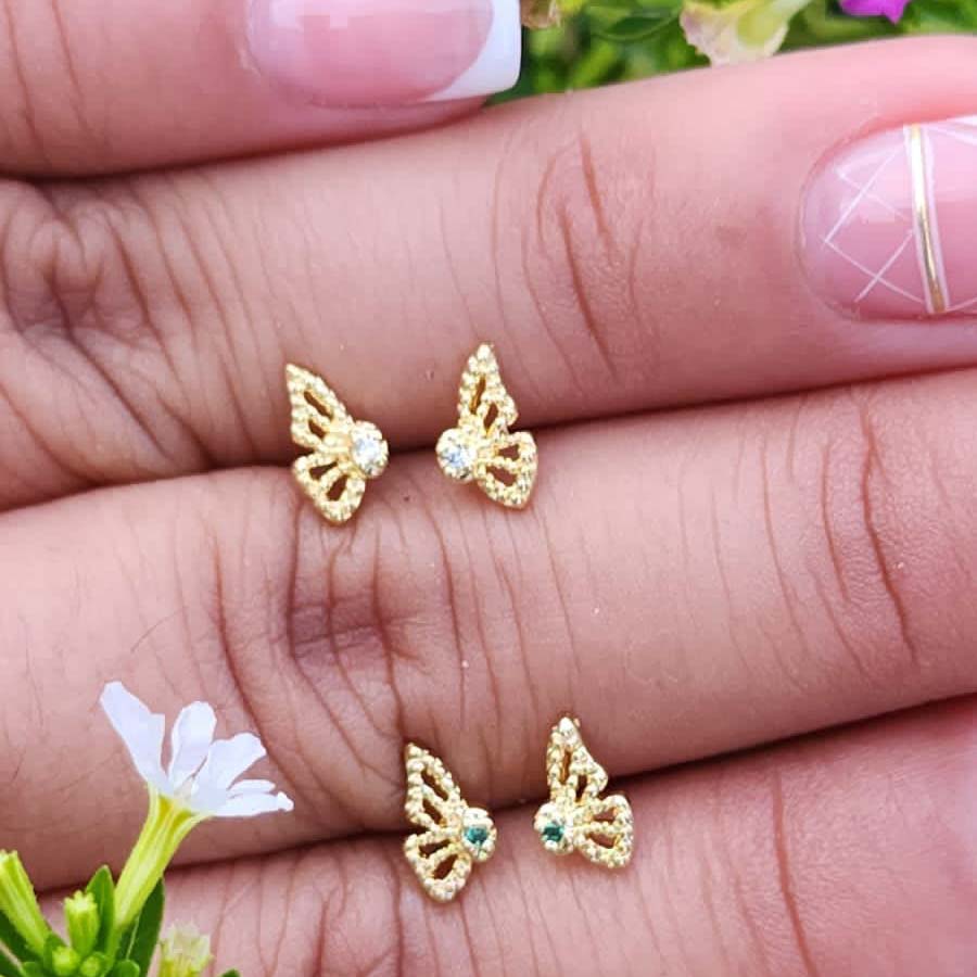 Aretes Mariposa Monarca Cristal 0.8 mm