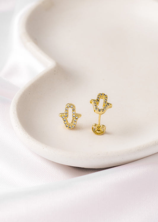 Aretes Mano Hamsa Circonias