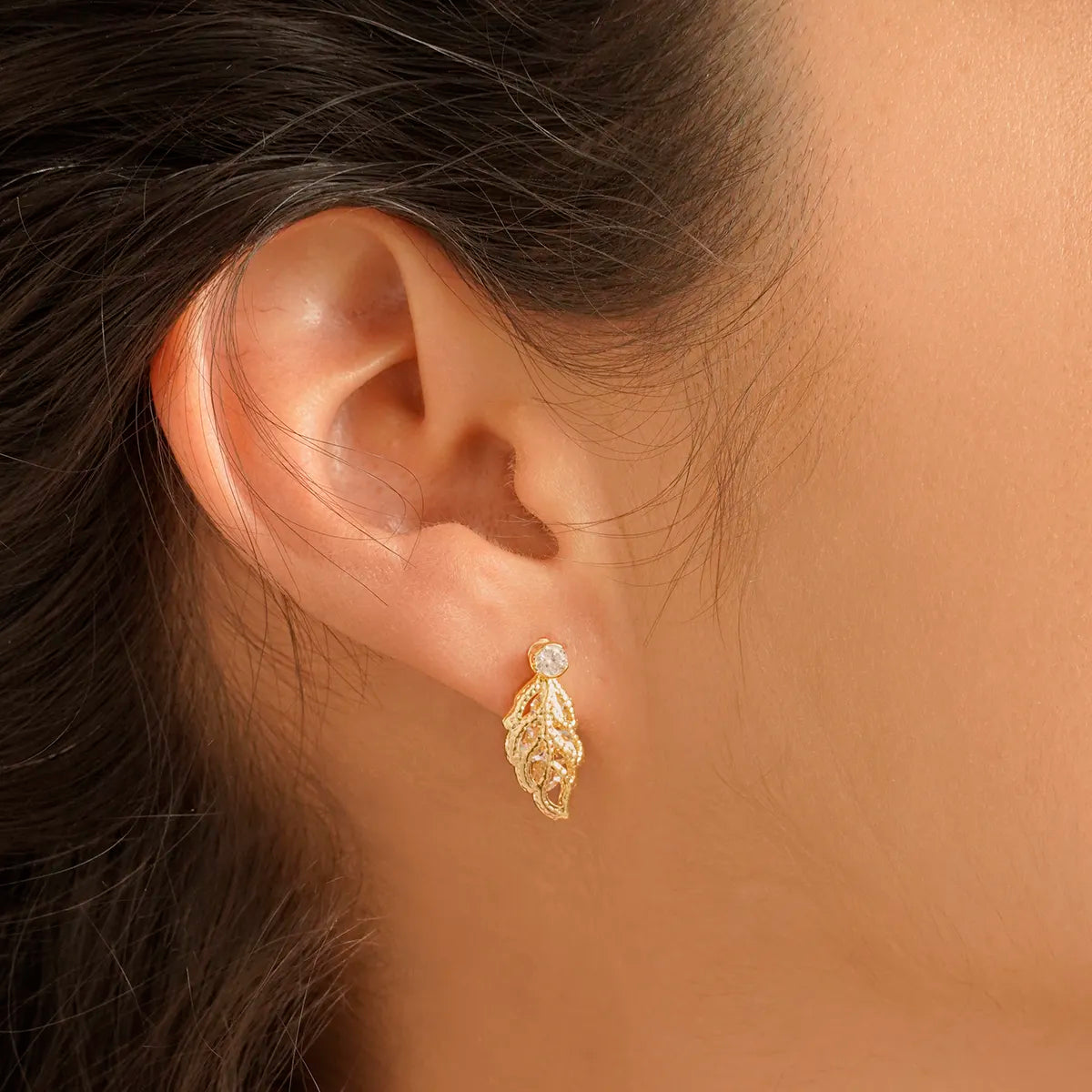 Aretes Hoja Circonias 1.7 Cms