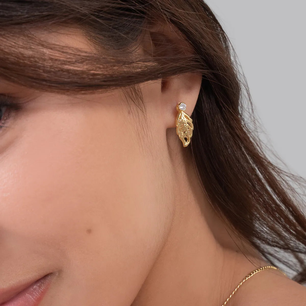 Aretes Hoja Circonias 1.7 Cms