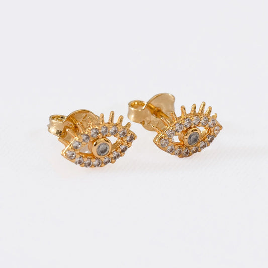 Aretes Topo Ojo Turco Cristal
