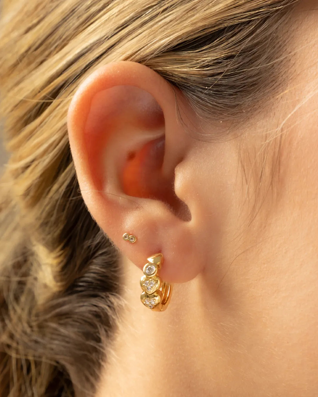 Aretes Candonga Triple Heart 16 mm