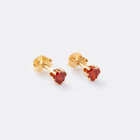 Aretes Topo Circonia Corazón ROJO