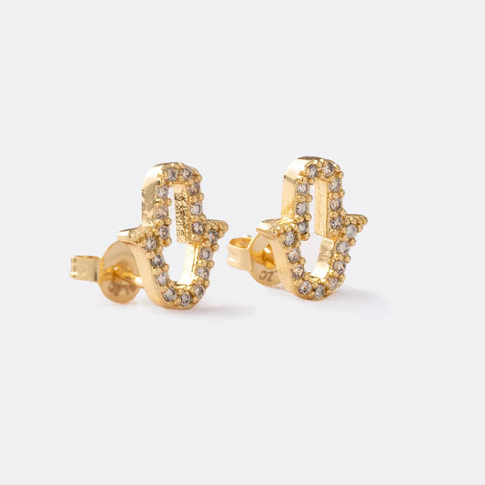 Aretes Mano Hamsa Circonias