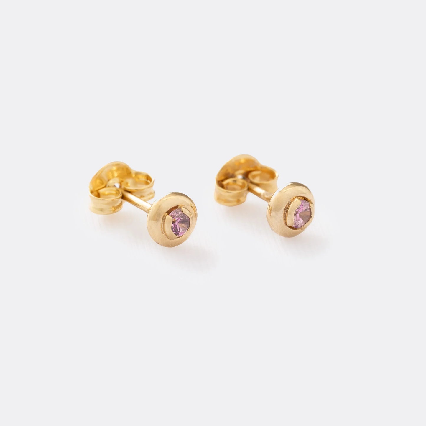 Aretes Circon Caja Redonda 4Mm ROSA