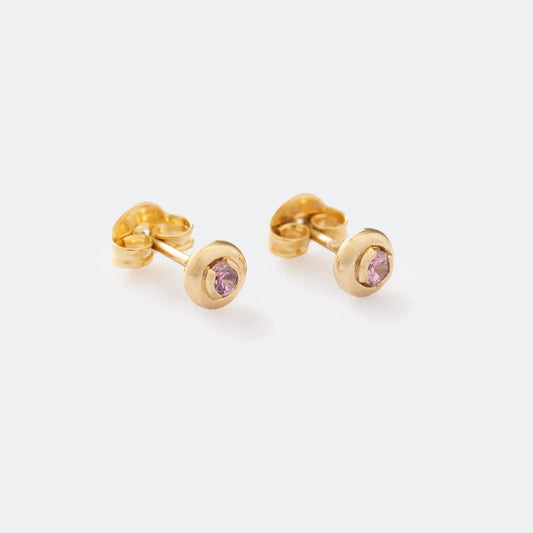 Aretes Circon Caja Redonda 4Mm ROSA