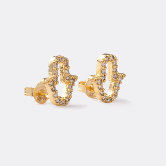 Aretes Mano Hamsa Circonias