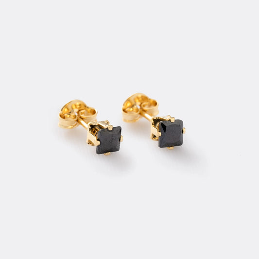 Aretes Topo Circon Cuadrado NEGRO