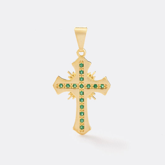 Dije Cruz Sagrada Circonias Verde