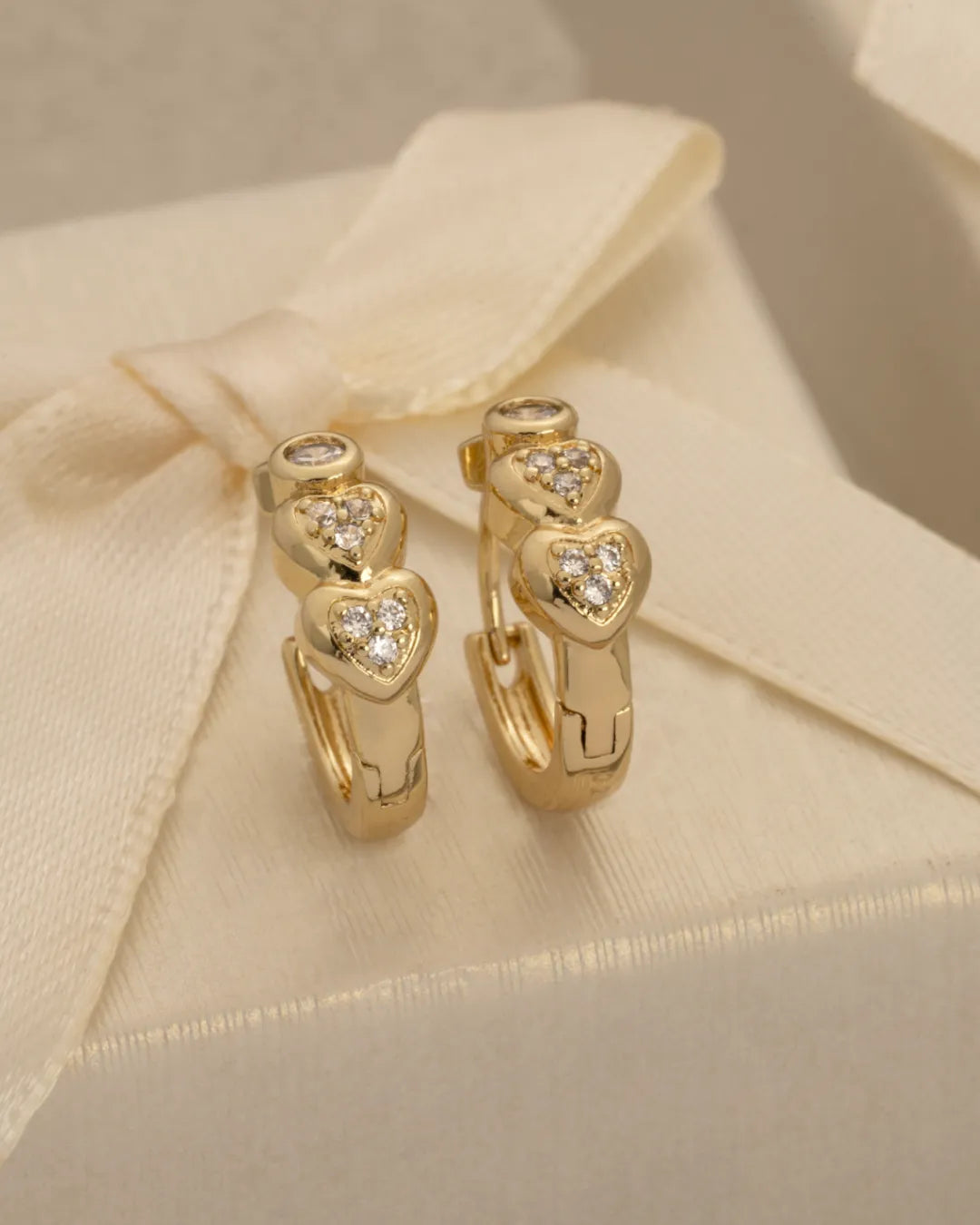 Aretes Candonga Triple Heart 16 mm